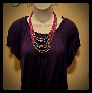 Women's fashion necklace in purple and silver